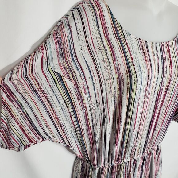 BCBGeneration Womens Romper Large Striped Multicolor Short Split Dolman Sleeve - Picture 9 of 12